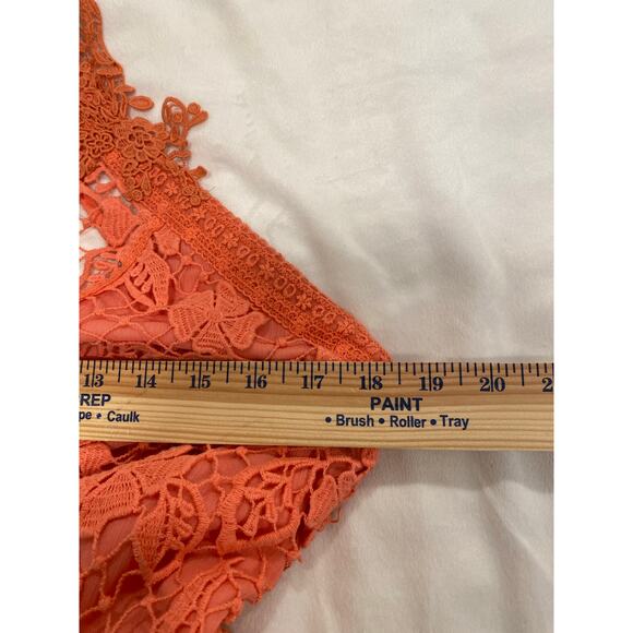 Free People Snowdrop Coral Lace Trapeze Mini Halter Dress Orange Women's Size S - Picture 9 of 10